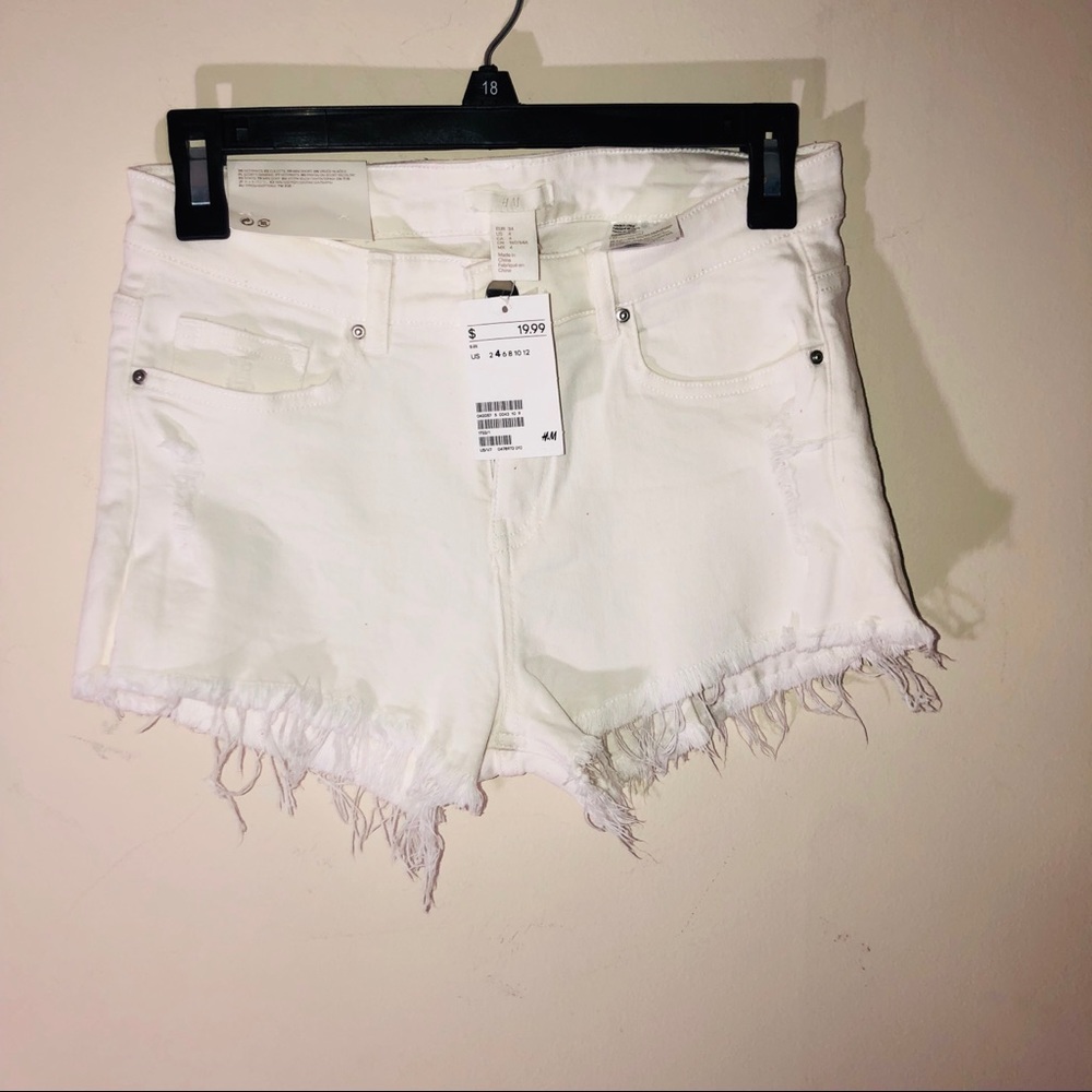 White HighWaist  9" HOT PANTS